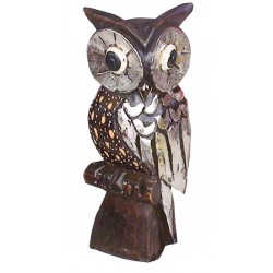 Hibou marron et argent